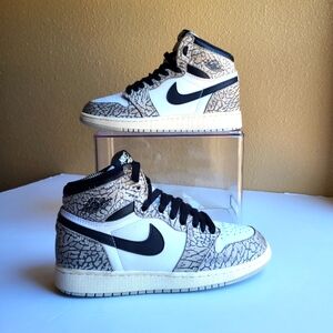 Jordan 1 Retro High OG White Cement Youth kids Size 5.5Y
